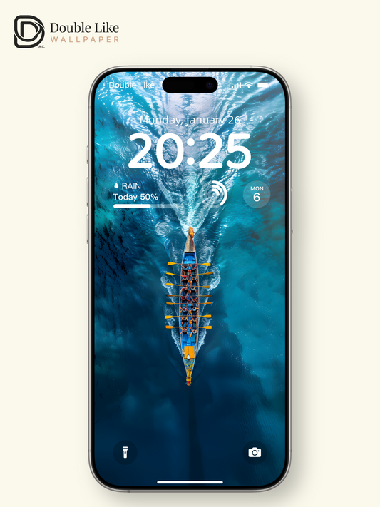 Inspirational Dragon Boat Blue Ocean Aerial Lock Screen Wallpaper Pack [#ZJYX0181]