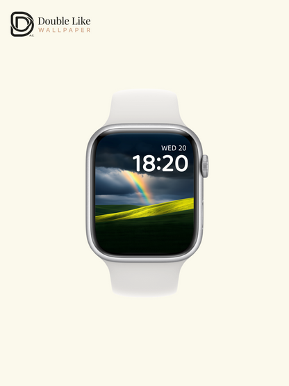 Golden Sunlight Rainbow Over Green Hills Landscape Wallpaper Pack [#ZJY487]
