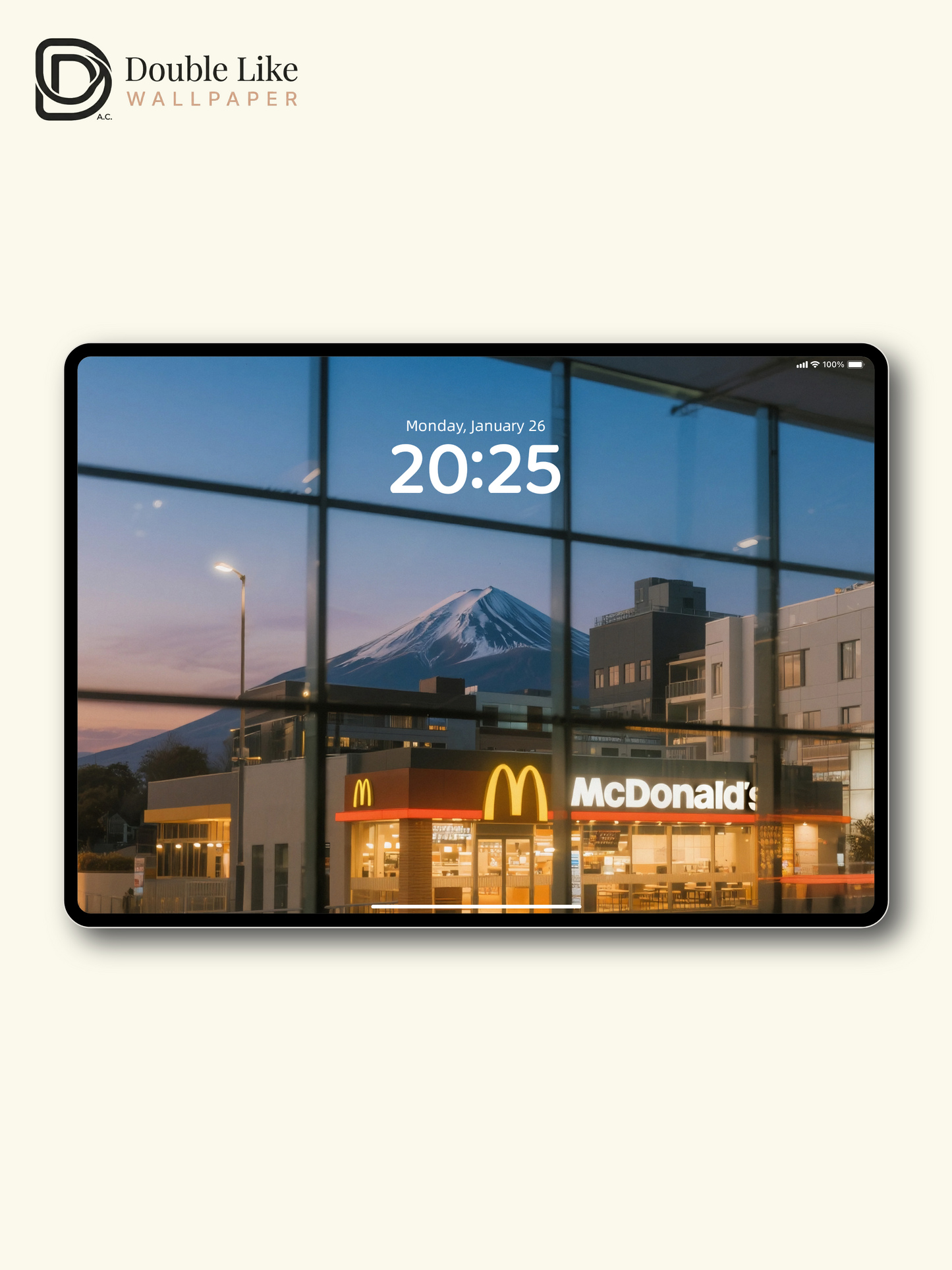 Mount Fuji McDonald's Twilight Window View Aesthetic Wallpaper Pack [#JJ20919]