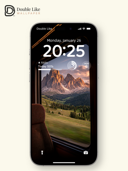 Alpine Train Window Sunset Mountain View Aesthetic Wallpaper Pack [#JJ1392]