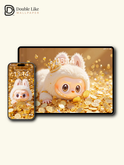 Golden Wealth Energy Cute Bunny Rich Vibes Wallpaper Set [#JJ100]