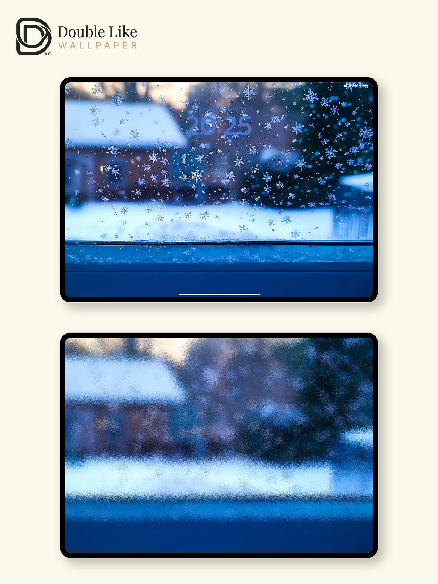 Frosty Snowflakes Window View Peaceful Winter Wallpaper Pack [#ZJYX0337]