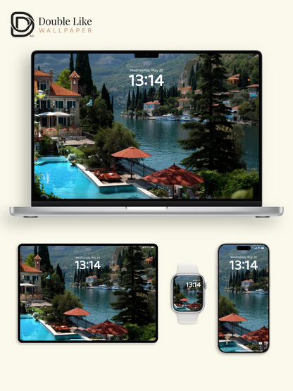 European Coastal Luxury Villa Resort Landscape Wallpaper Pack [#JJ1319]