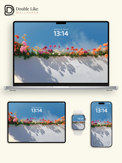 Fresh Summer Colorful Flowers Blue Sky Minimalist Lock Screen Wallpaper Pack [#ZJYX0649]
