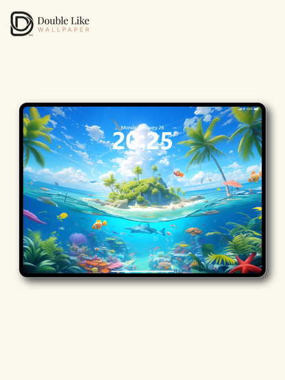 Tropical Island Ocean Coral Reef Dreamy Anime Aesthetic Wallpaper Pack [#WGF033]