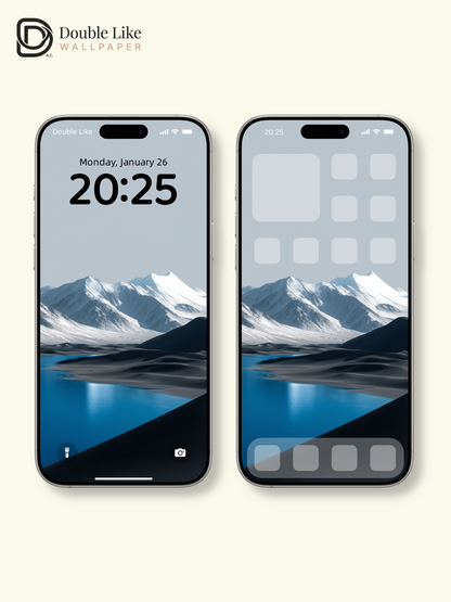 Minimal Cold Tone Mountain Lake Desert Premium Wallpaper Pack [#LFHL30104]