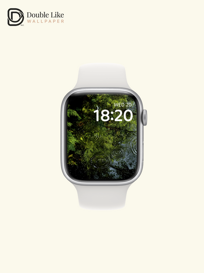 Peaceful Rain Ripples Green Water Nature Wallpaper Pack [#ZJYX0755]