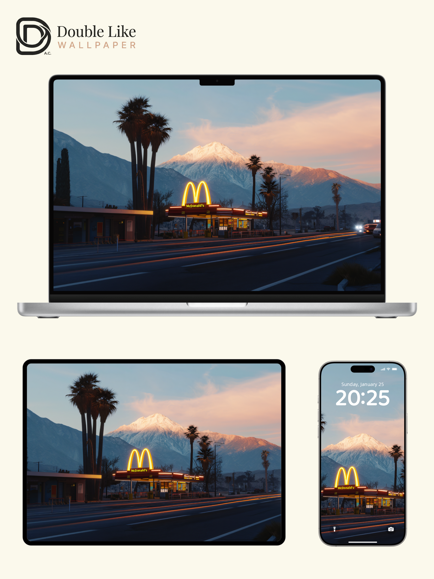 Retro Neon Diner Highway Sunset Mountain Cinematic Aesthetic Wallpaper Pack [#JJ1017]