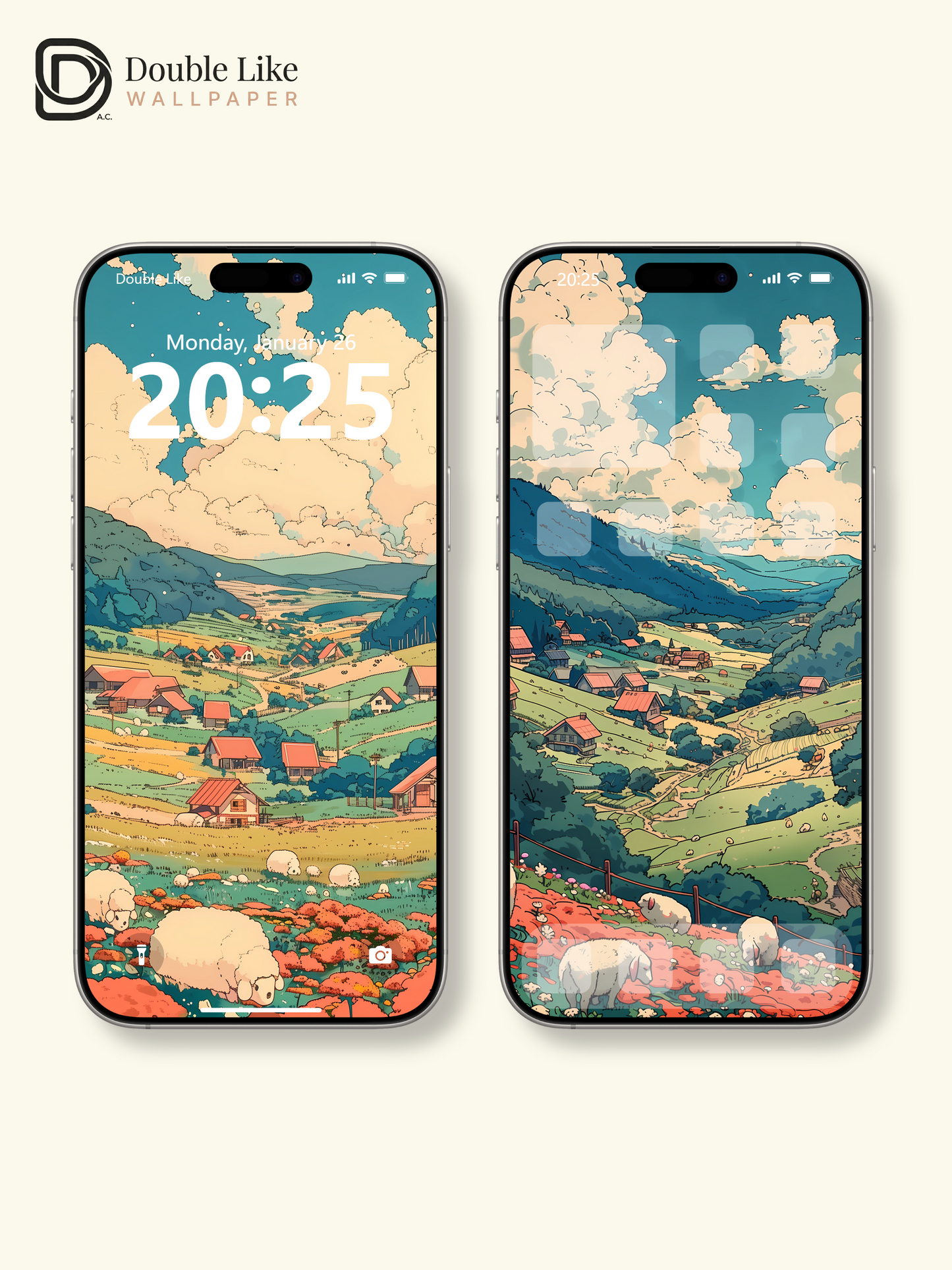 Retro Mountain Valley Village Pastoral Illustration Aesthetic Wallpaper Pack [#WGF009]