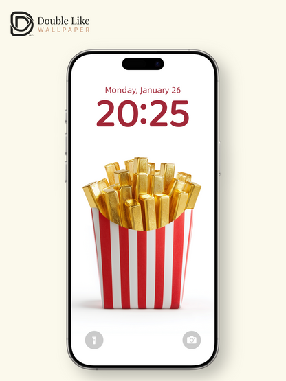 Golden French Fries In Red Box Minimalist 3D Wallpaper Pack [#JJ20905]