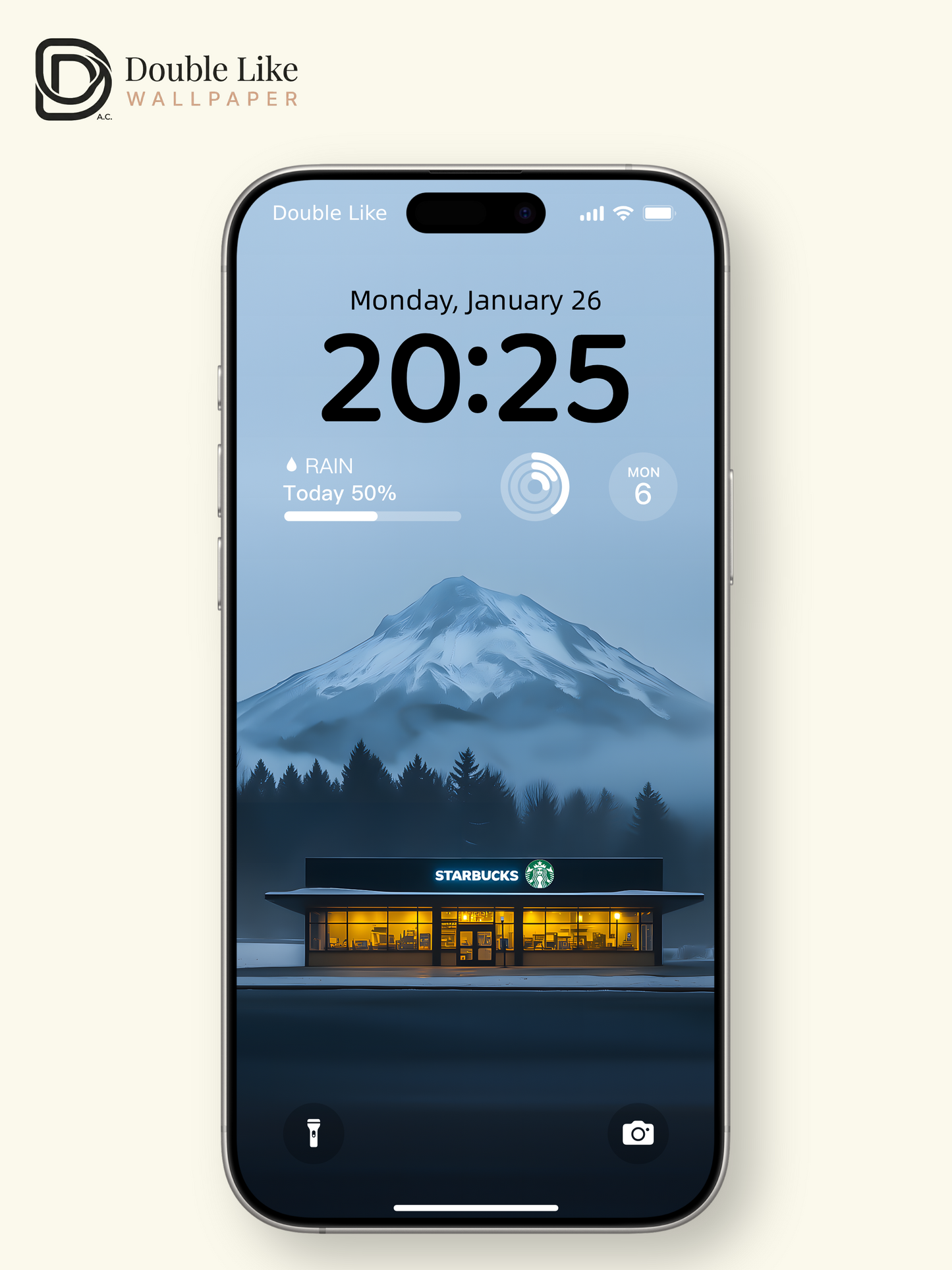 Atmospheric Snow Mountain Foggy Forest Starbucks Landscape Wallpaper Pack, Compatible with iPhone & Android Lock Screen, Tablet, PC & Smart Watch HD Wallpapers [#ZMY014]