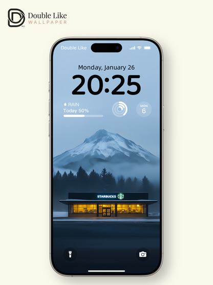 Atmospheric Snow Mountain Foggy Forest Starbucks Landscape Wallpaper Pack, Compatible with iPhone & Android Lock Screen, Tablet, PC & Smart Watch HD Wallpapers [#ZMY014]