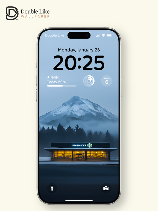 Atmospheric Snow Mountain Foggy Forest Starbucks Landscape Wallpaper Pack, Compatible with iPhone & Android Lock Screen, Tablet, PC & Smart Watch HD Wallpapers [#ZMY014]