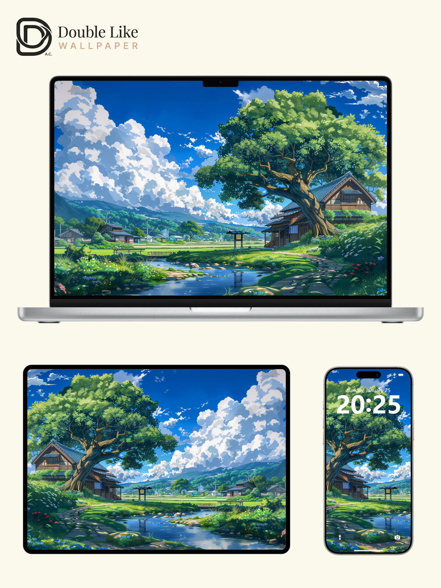 Summer Countryside River Anime Inspired Healing Wallpaper Pack [#WGF040]