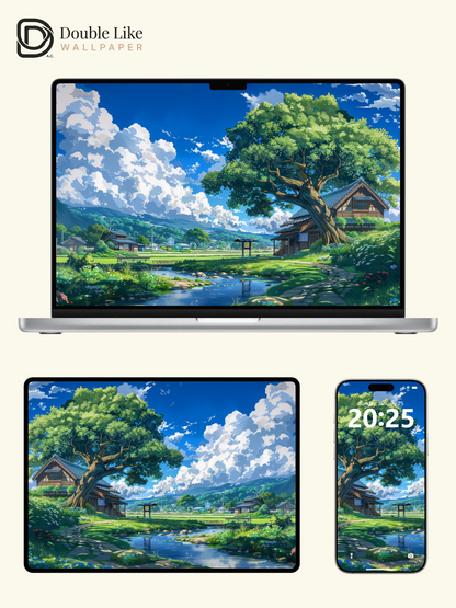 Summer Countryside River Anime Inspired Healing Wallpaper Pack [#WGF040]
