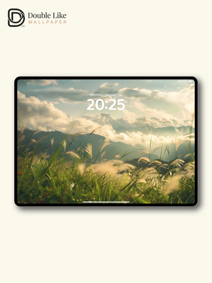 Healing Green Mountain Grass Sunlight Nature Wallpaper Pack [#ZJYX0065]