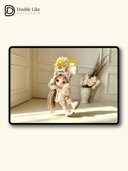 Vintage Bunny Ear Blythe Doll Cream Beige Dreamy Aesthetic Wallpaper [#HWWs004]