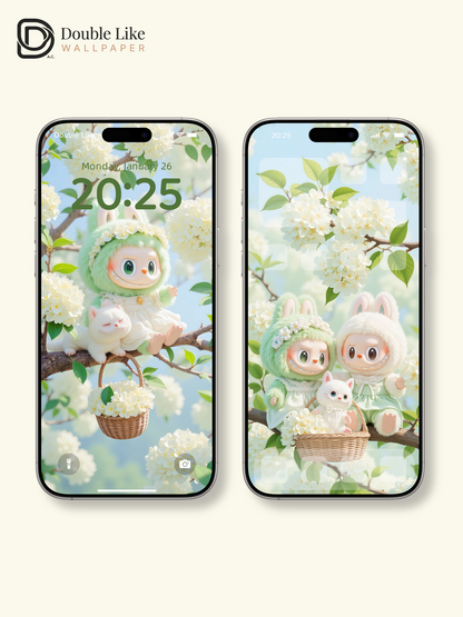 Spring Bunny Blossom 減 | Healing Wallpaper Pack [#JJ112]