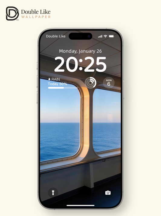 Minimalist Cinematic Ocean Window View Golden Hour Wallpaper Pack [#LFHL30522]