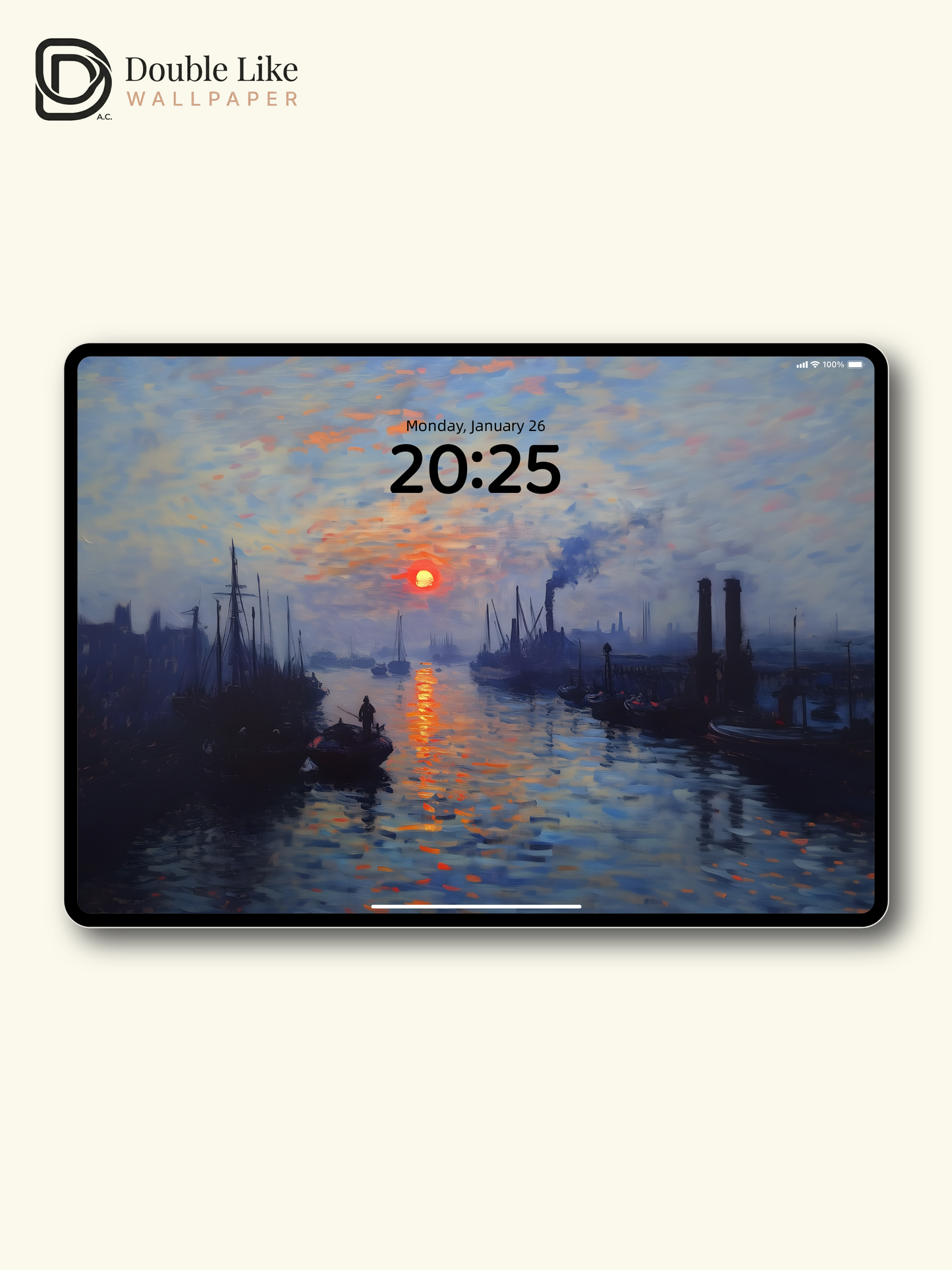 Product Name: Lonely Port Sunset Monet Style Full Set Landscape Wallpapers [#ZMY500]