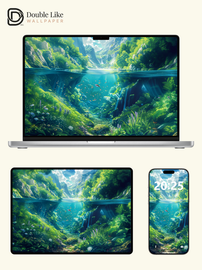 Mountain Lake Underwater Nature Anime Inspired Wallpaper Pack [#WGF048]