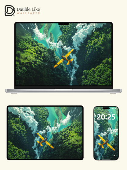 Yellow Airplane Forest River Anime Inspired Aesthetic Wallpaper Pack [#WGF062]