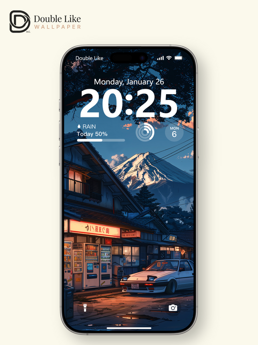 Sunset Mount Fuji Japanese Village AE86 Sports Car Anime Aesthetic Wallpaper Pack [#WGF101]