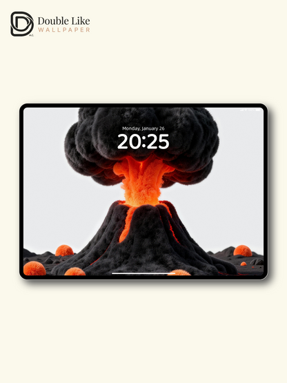 Fluffy Felt Dreamy Volcano Eruption Creative Minimal Aesthetic Illustration Wallpaper Pack [#LFHL30420]