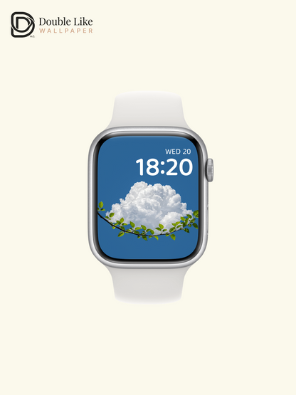 Minimalist Fluffy Cloud Green Leaves Blue Sky Aesthetic Wallpaper Pack [#ZMY531]