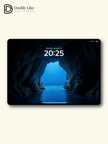 Mysterious Blue Ocean Cave Nature Landscape Aesthetic Wallpaper Pack [#LFHL30614]
