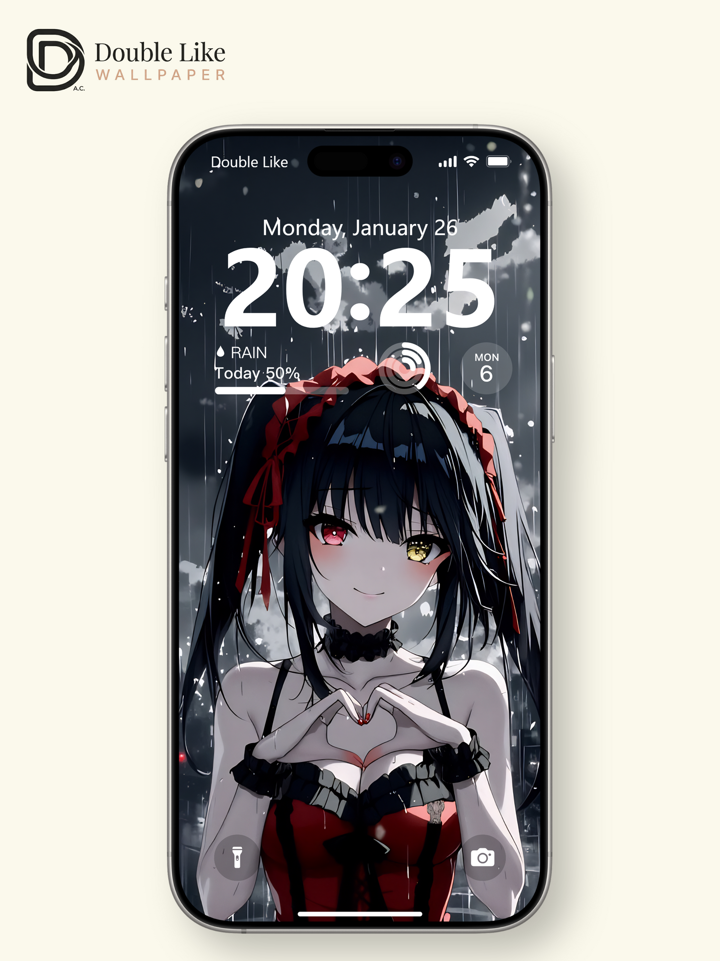 Gothic Anime Girl Rainy City Heart Gesture Dark Aesthetic Wallpaper Pack [#WGF024]