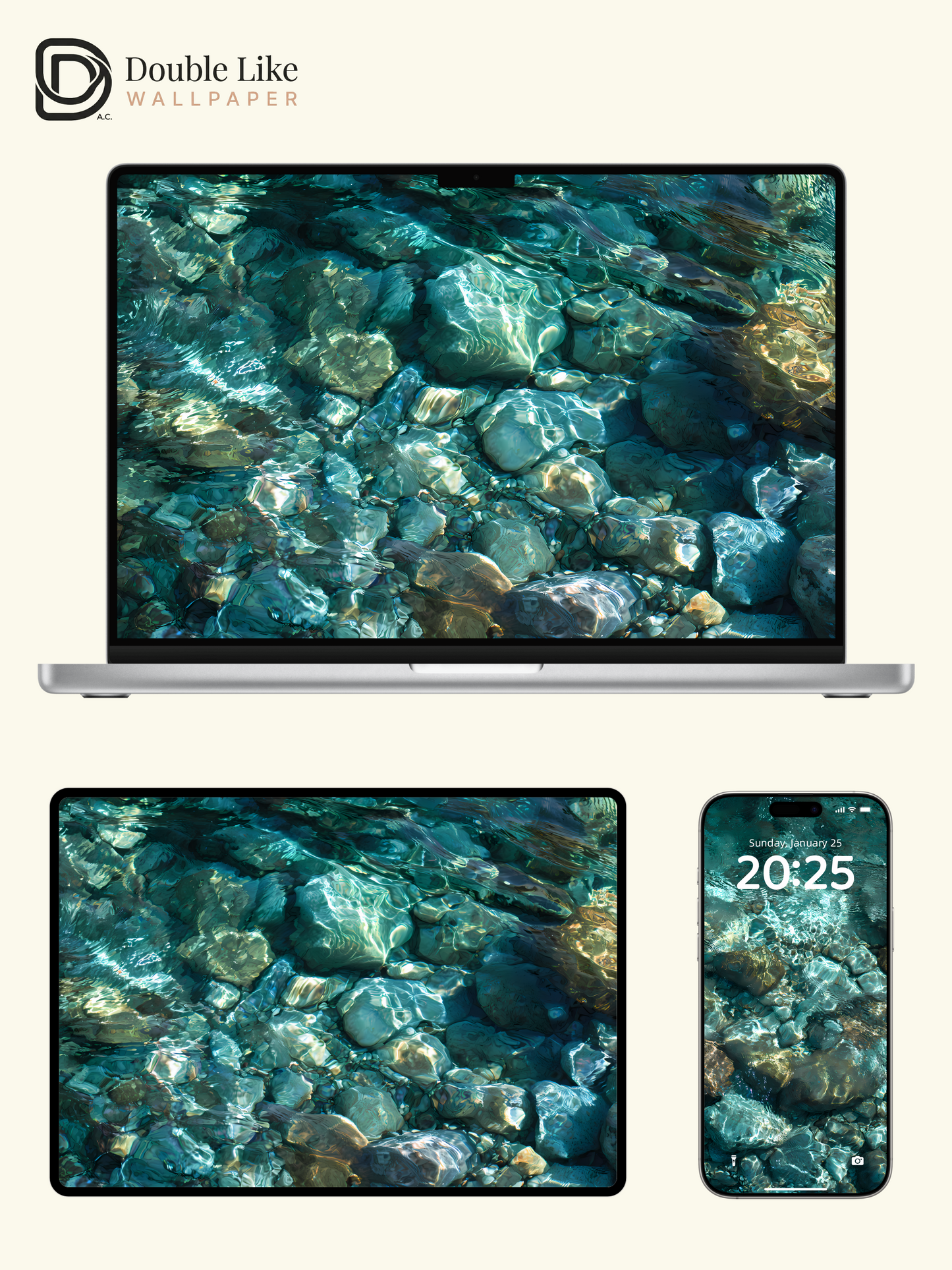 Aesthetic Clear Water Streams Sunlight Shimmer Digital Art Wallpaper Pack [#LFHL1025]