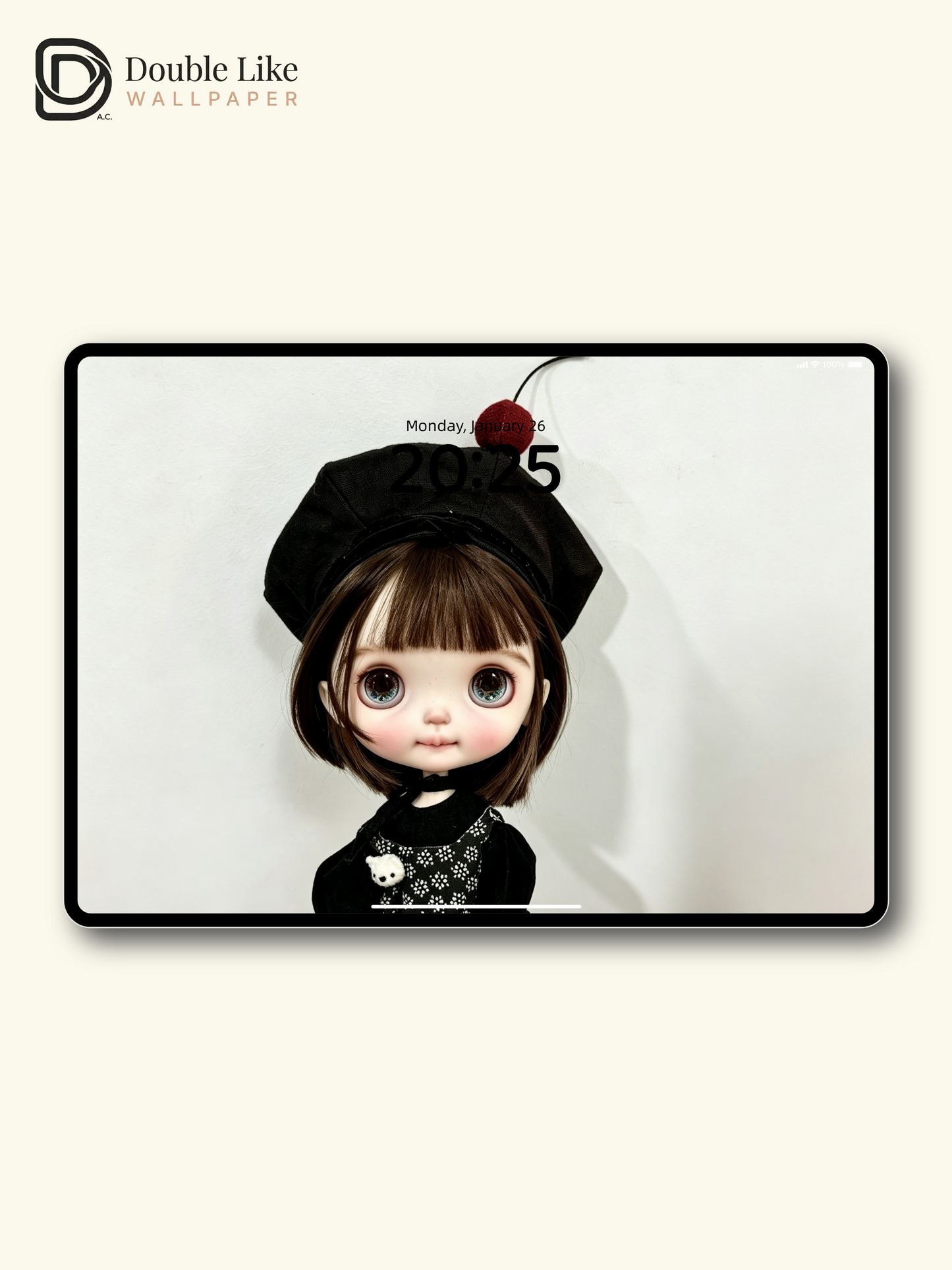 Healing Dark Coquette Blythe Doll Black Beret Cherry Aesthetic Wallpaper [#HWWs013]