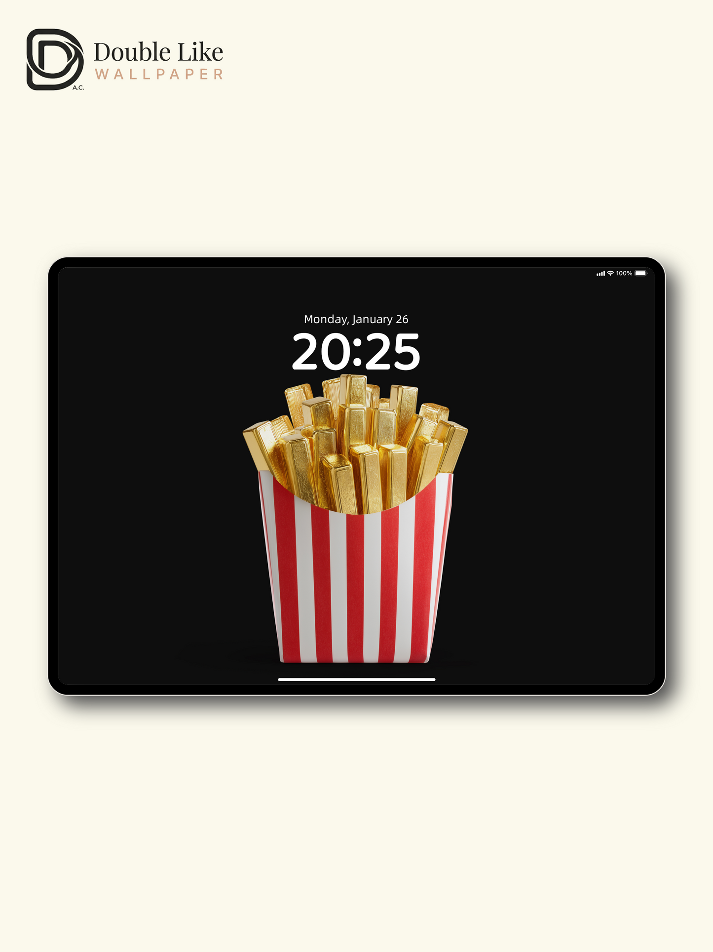 Golden French Fries Dark Minimalist 3D Wallpaper Pack [#JJ209051]
