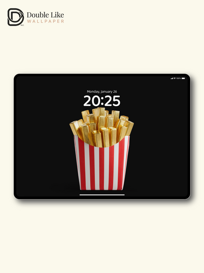 Golden French Fries Dark Minimalist 3D Wallpaper Pack [#JJ209051]
