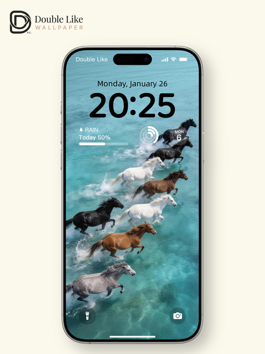 Eight Running Horses on Blue Sea Motivational Full Device Wallpaper Pack [#LFHL30114]