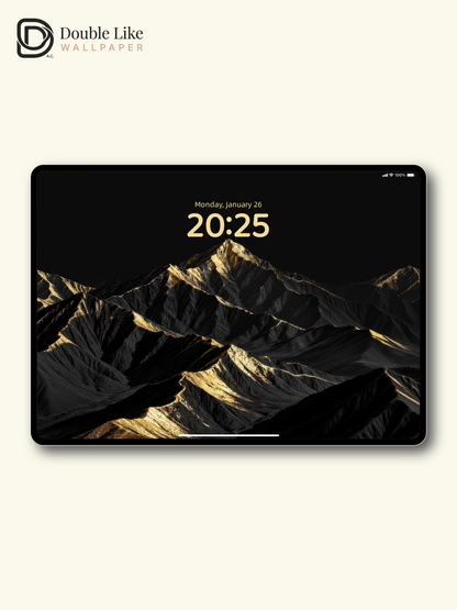 Black Gold Sunlit Lone Mountain Minimalist Vibe Wallpaper Pack [#LFHL30318]