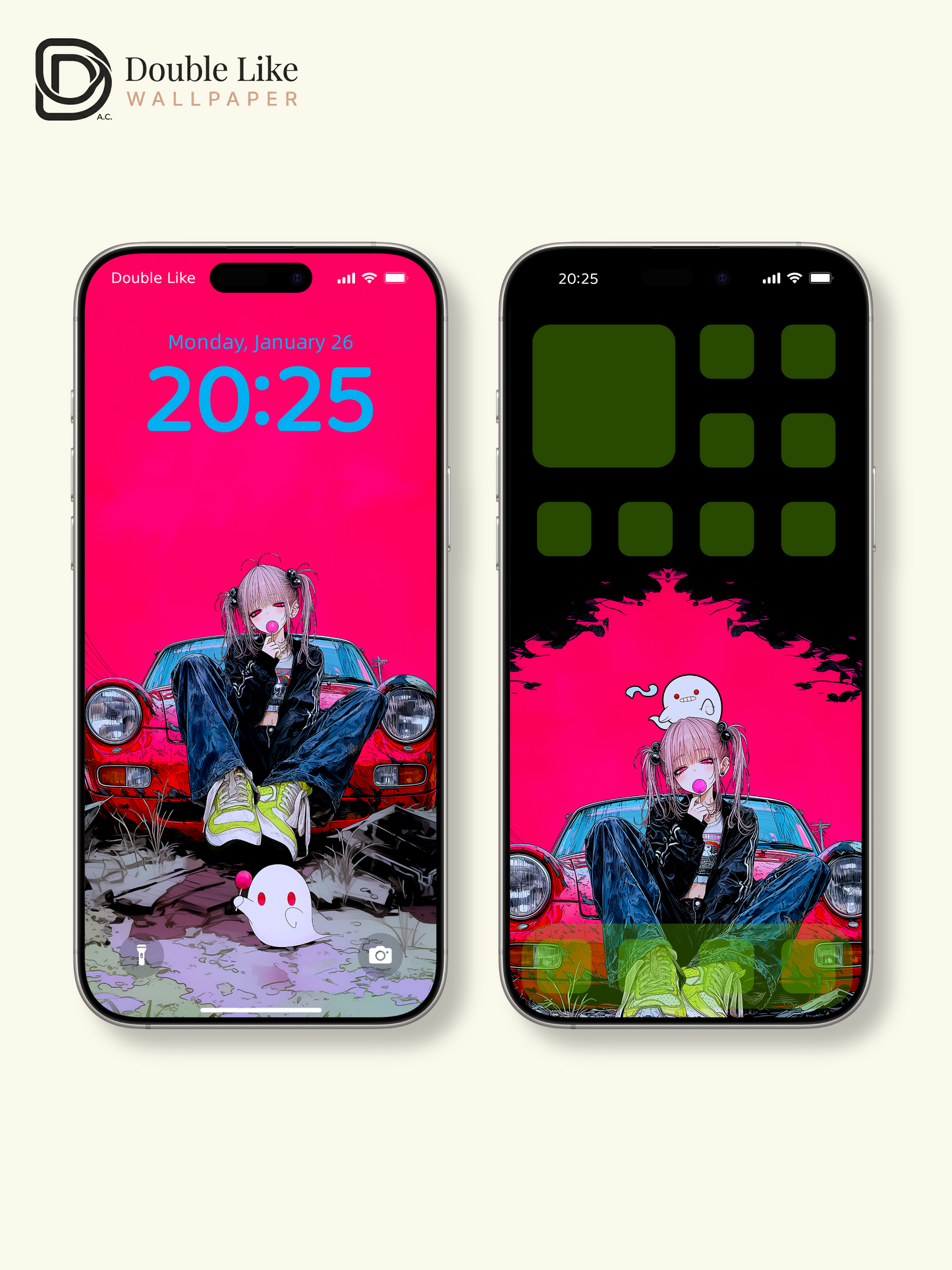 Retro Anime Girl Sports Car Cyberpunk Magenta Aesthetic Wallpaper Pack [#HW1513]