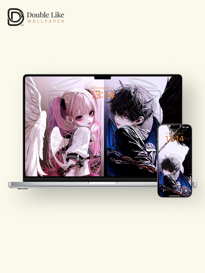 Dark Fantasy Angel & Demon Anime Couple Wallpaper Pack [#HW1525]
