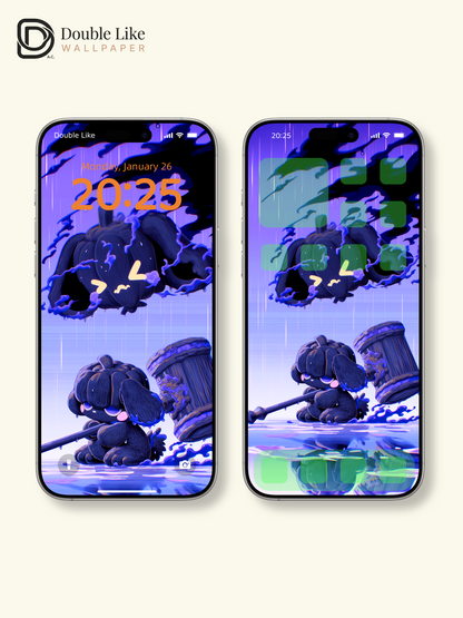Cute Dark Pumpkin Pup Hammer Ghost Glow Aesthetic Wallpaper Pack [#HW1509]