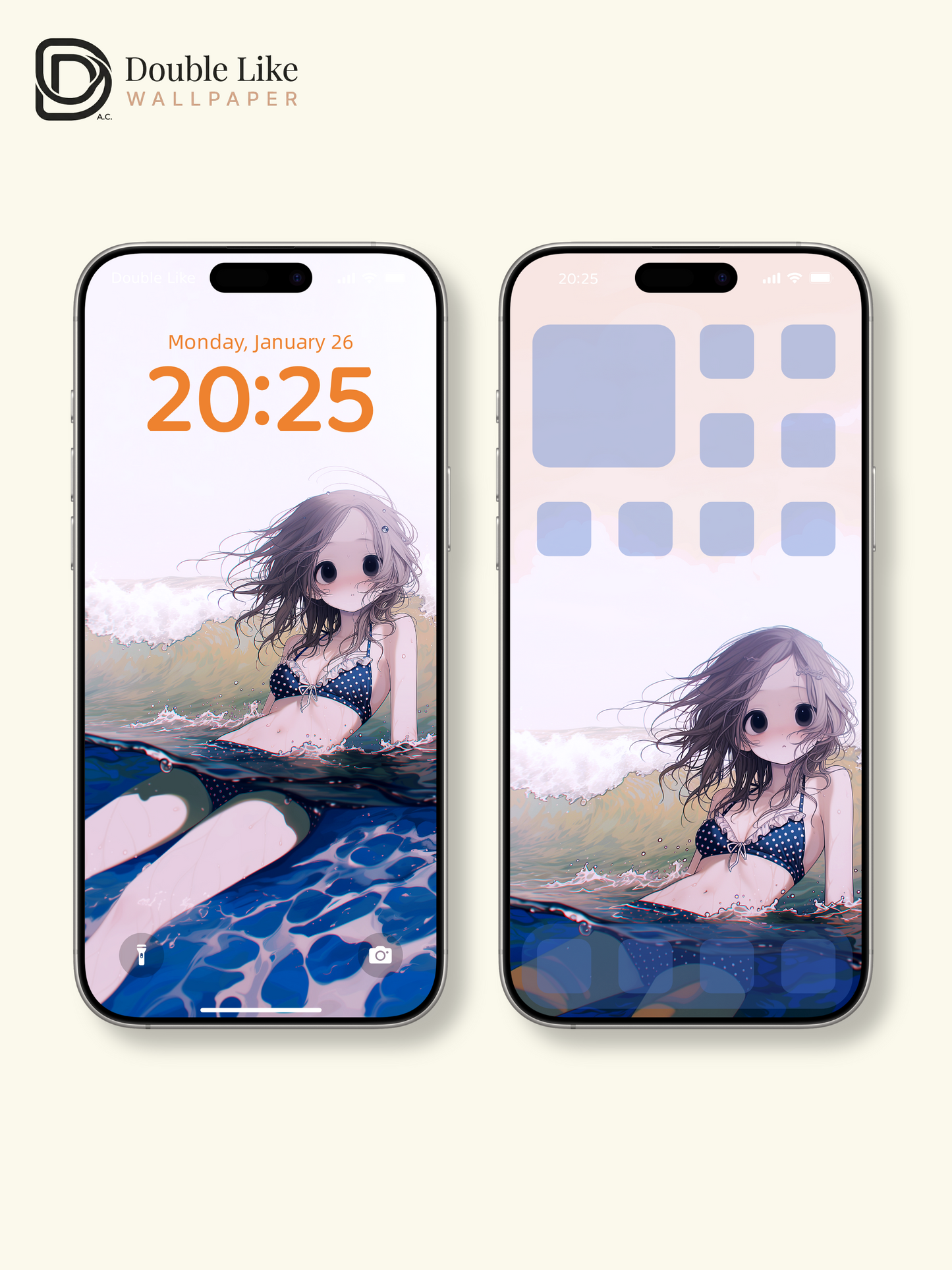 Cute Anime Beach Girl Summer Ocean Breeze Aesthetic Wallpaper Pack [#HW1469]