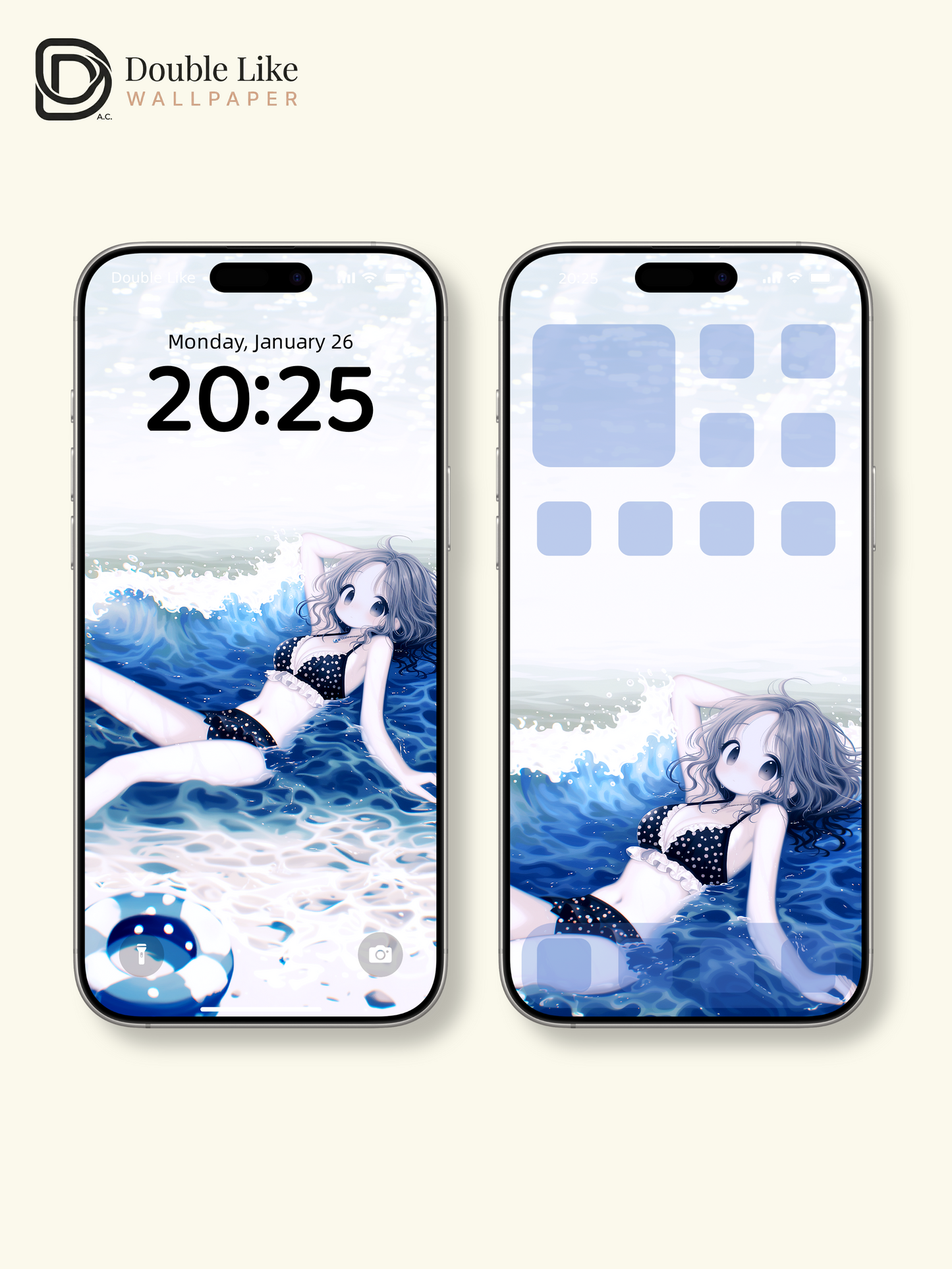 Cute Anime Girl Summer Ocean Beach Kawaii Aesthetic Wallpaper Pack [#HW1470]