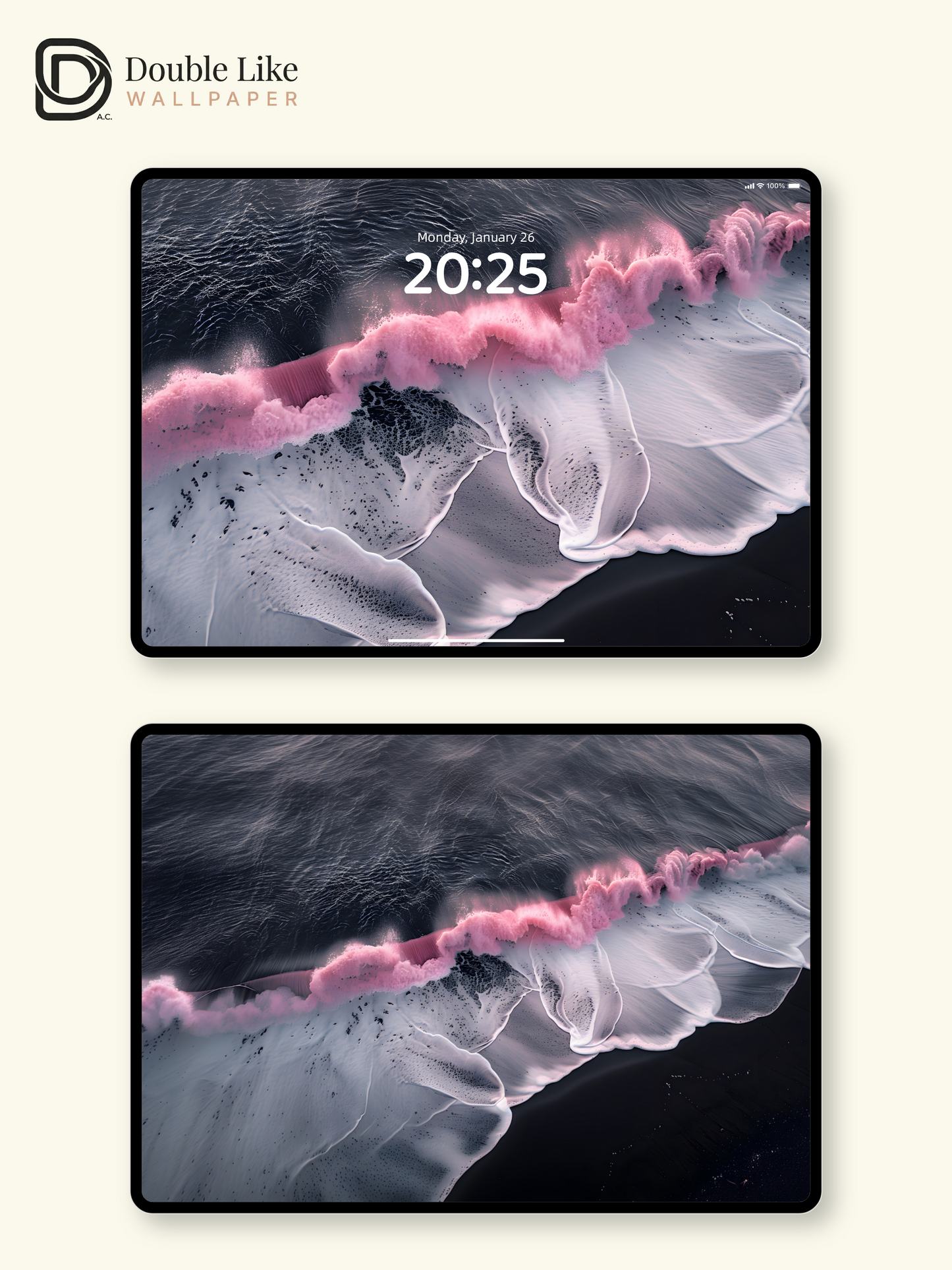 Surreal Pink Wave Dark Beach Aesthetic Wallpaper Pack [#ZJYX0199]