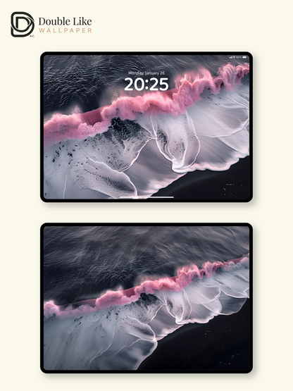 Surreal Pink Wave Dark Beach Aesthetic Wallpaper Pack [#ZJYX0199]