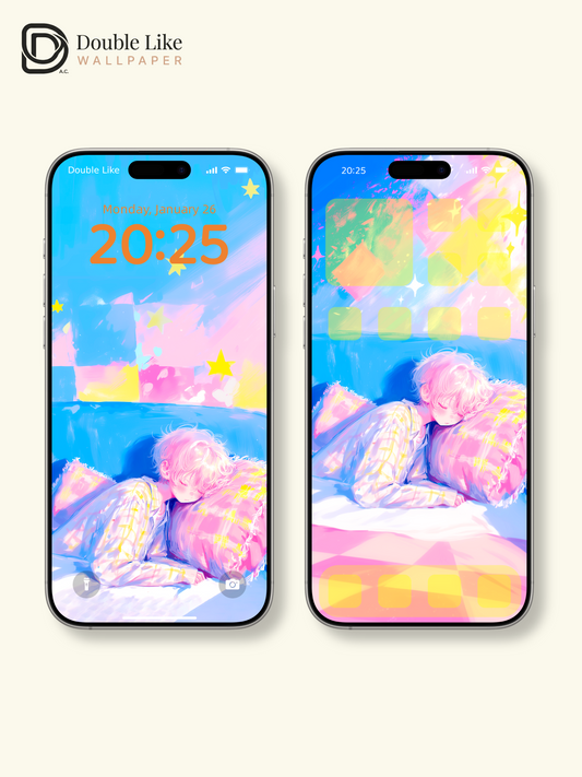 Dreamy Sleeping Anime Boy Pastel Aesthetic Digital Wallpaper Pack [#HW1464]