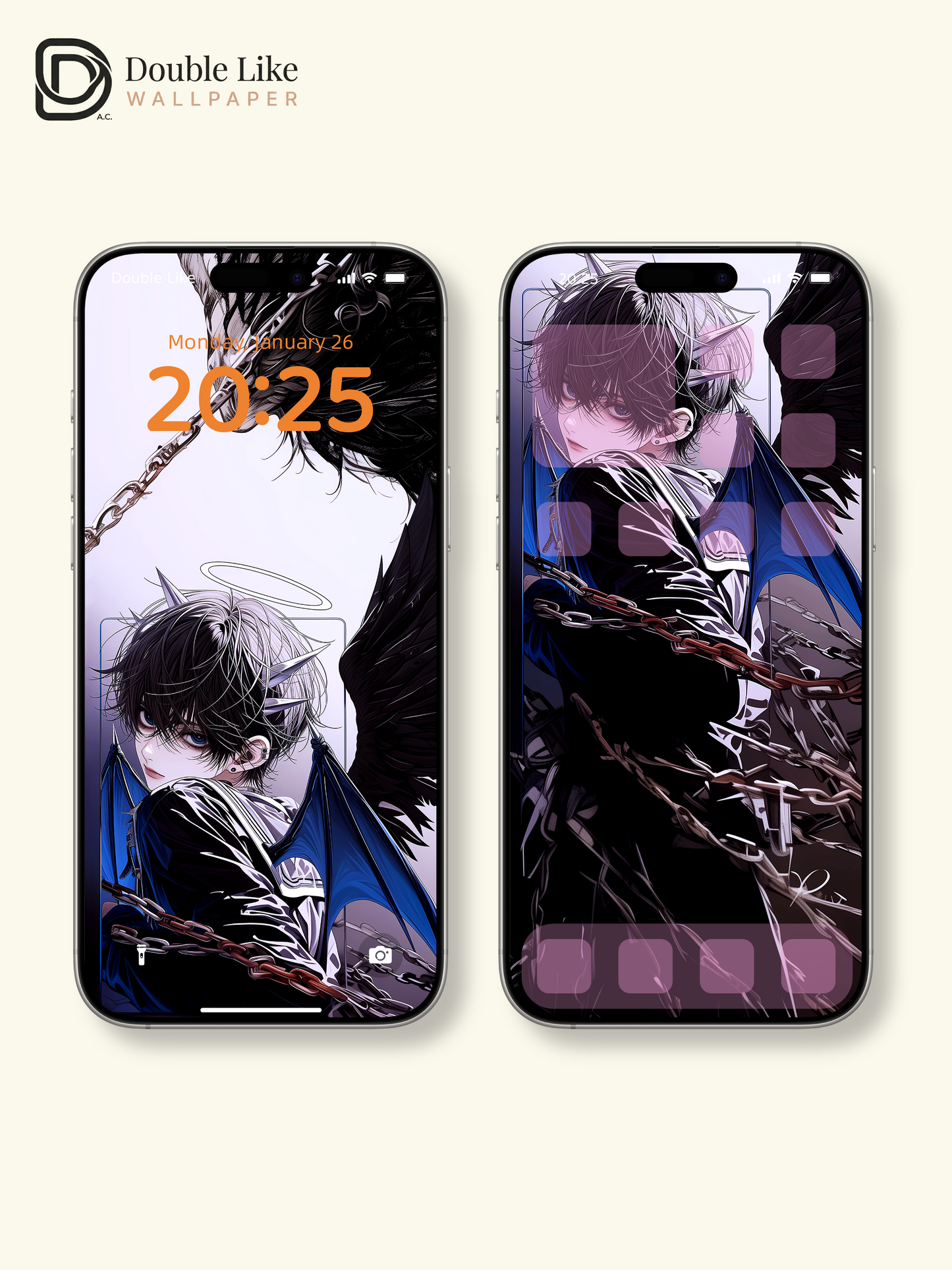 Dark Fantasy Angel & Demon Anime Couple Wallpaper Pack [#HW1525]