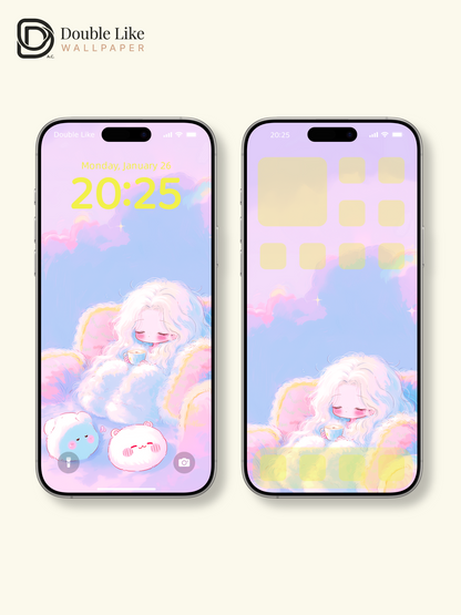 Cute Sleeping Anime Girl Cozy Pastel Dreamy Aesthetic Wallpaper Pack [#HW1497]