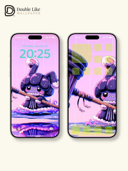 Cute Rainy Bunny Giant Mallet Pastel Pink Aesthetic Wallpaper Pack [#HW1510]