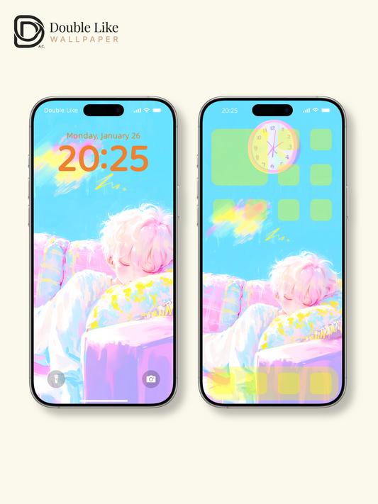 Pastel Dream Sleeping Anime Boy Aesthetic Digital Wallpaper Pack [#HW1462]