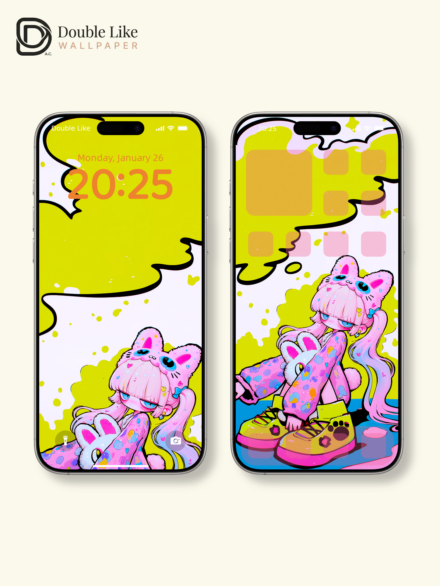 Neon Pop Art Anime Girl Cute Wallpaper Pack [#GG1366]